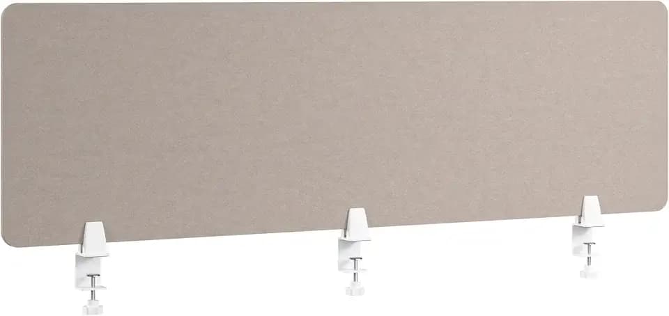 Bush Business Furniture 58W Desktop Privacy Screen in Warm Beige, Desk Mounted Office Partition with Acoustic Sound Dampening Panel