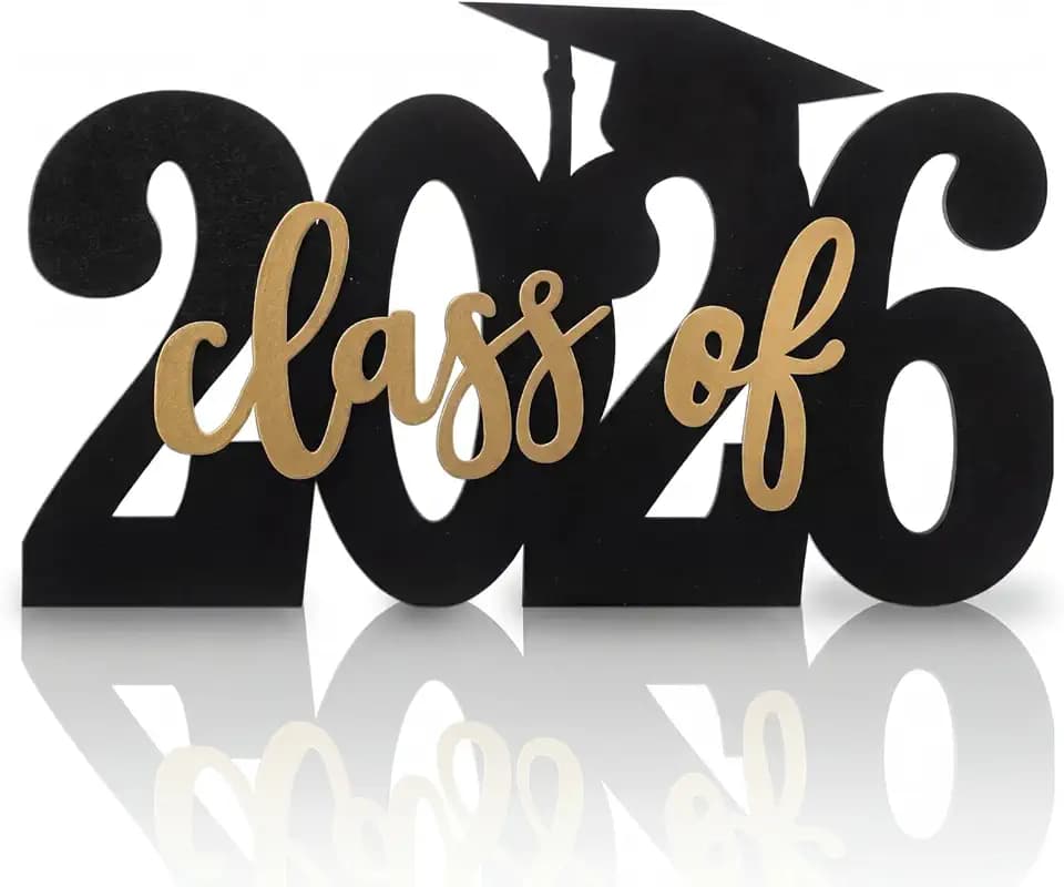 CroBlissful Class of 2026 Wooden Graduation Photo Props 2026 Graduation Decorations Wooden Sign Senior Word Sign College High School Party Supplies 15” x 11”