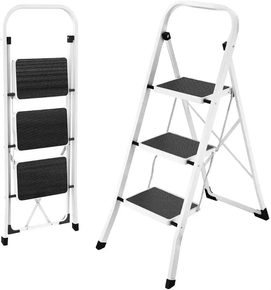 HBTower Step Ladder 3 Step Folding Ladder, Lightweight Portable Ladder