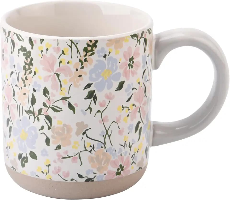 Sweet Water Decor Floral Stoneware Coffee Mugs - 14oz Cute Coffee Cups for Hot & Cold Drinks - Dishwasher & Microwave Safe - Spring Home Decor and Gift - Ideal Tea & Espresso Mugs