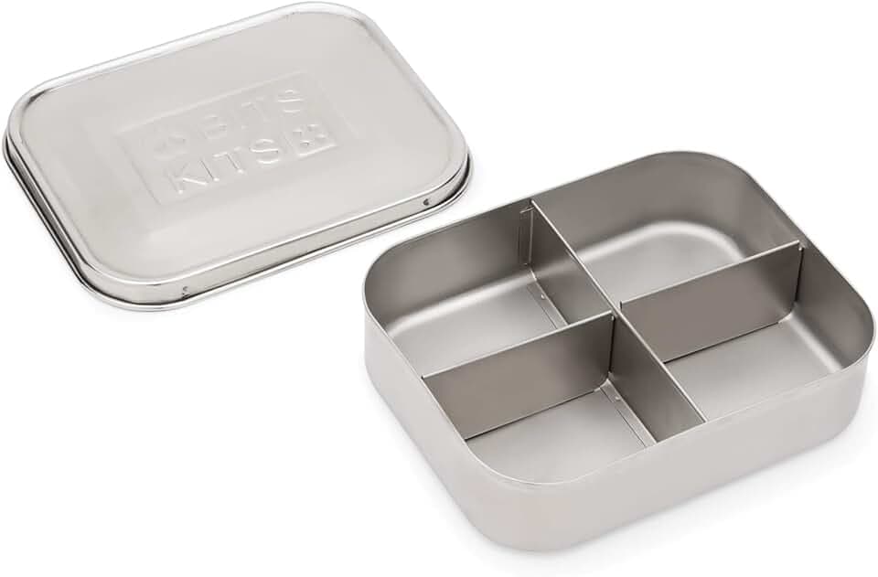 Bits Kits Stainless Steel Bento Box Lunch and Snack Container, 4 Sections