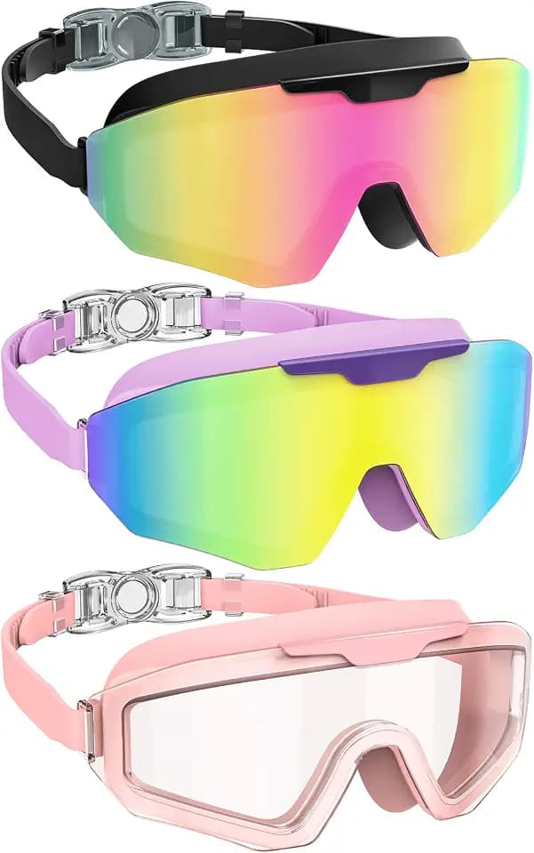 NSSIW Swim Goggles Adult Goggles-for-Swimming: No Leak with UV400 Protection Anti Fog Wide View for Men and Women 3 Pack