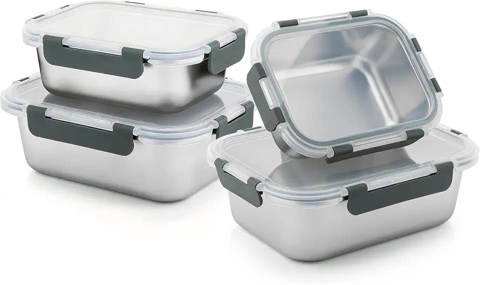 4 PCS Stainless Steel Lunch Box 4-Size Food Storage Containers with Lids