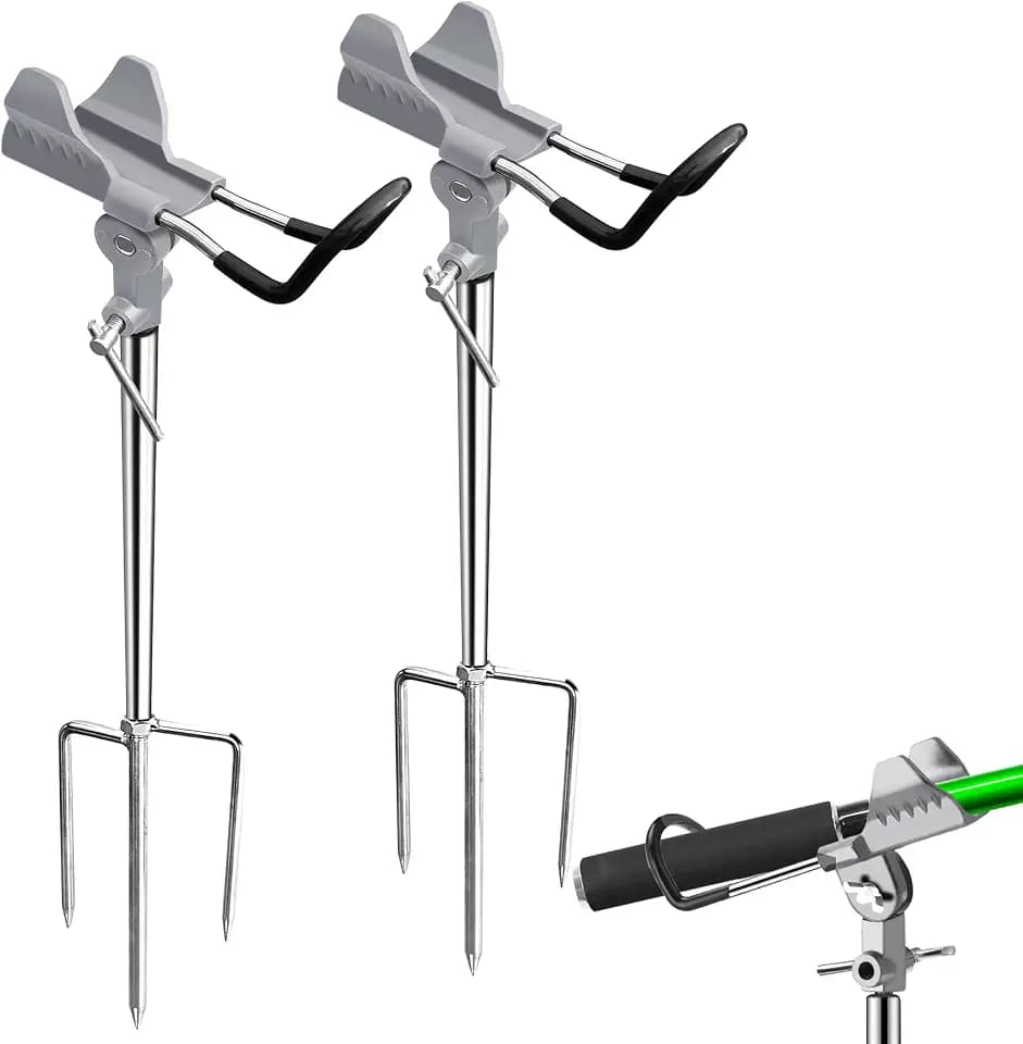 Fishing Pole Holders for Bank Fishing, 360 Degree Rotation Fishing Rod Holders, Multifunctional Stainless Steel Beach Fishing Rod Holder Fishing Gifts for Men(2 Pack )
