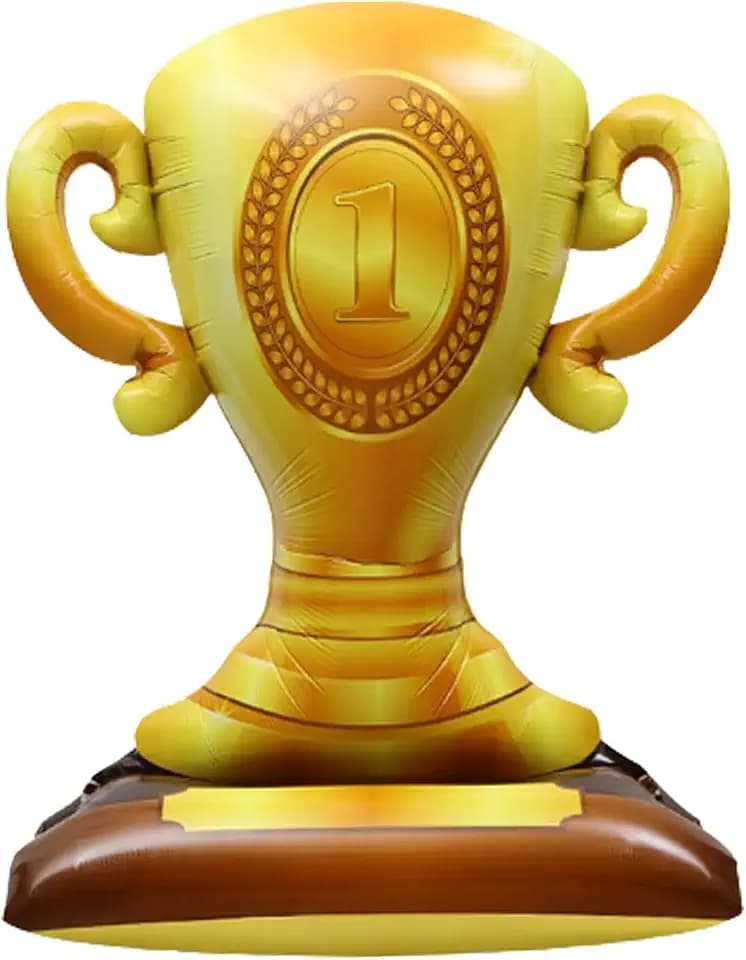 4D Giant Trophy Standing Balloon Gold Champion Foil Balloons,First Prize Balloon for Sports Party Supplies Basketball Football Soccer Birthday Anniversary Games Christmas New Year Party Decorations