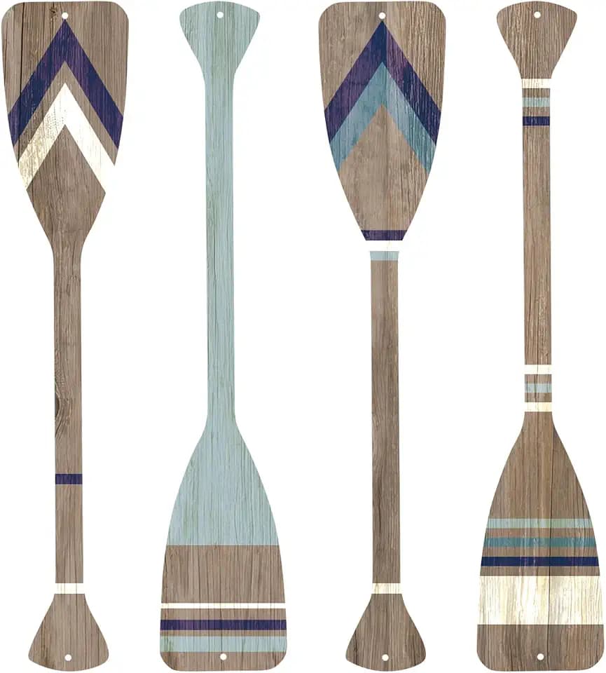 ESTART 4 Pcs Metal Paddle Home Wall Decor Nautical Canoe Oar Wall Art
