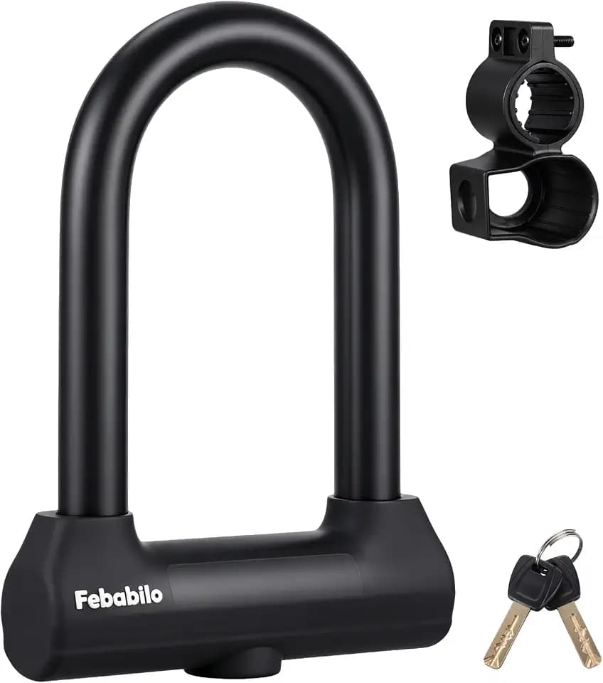 Bike Locks Heavy Duty Anti Theft,18mm Shackle Bike U Lock with 2 Keys & Mounting Bracket, Perfect for Ebike, Bicycle, Scooter, Motorcycle (Only U Lock, Medium)