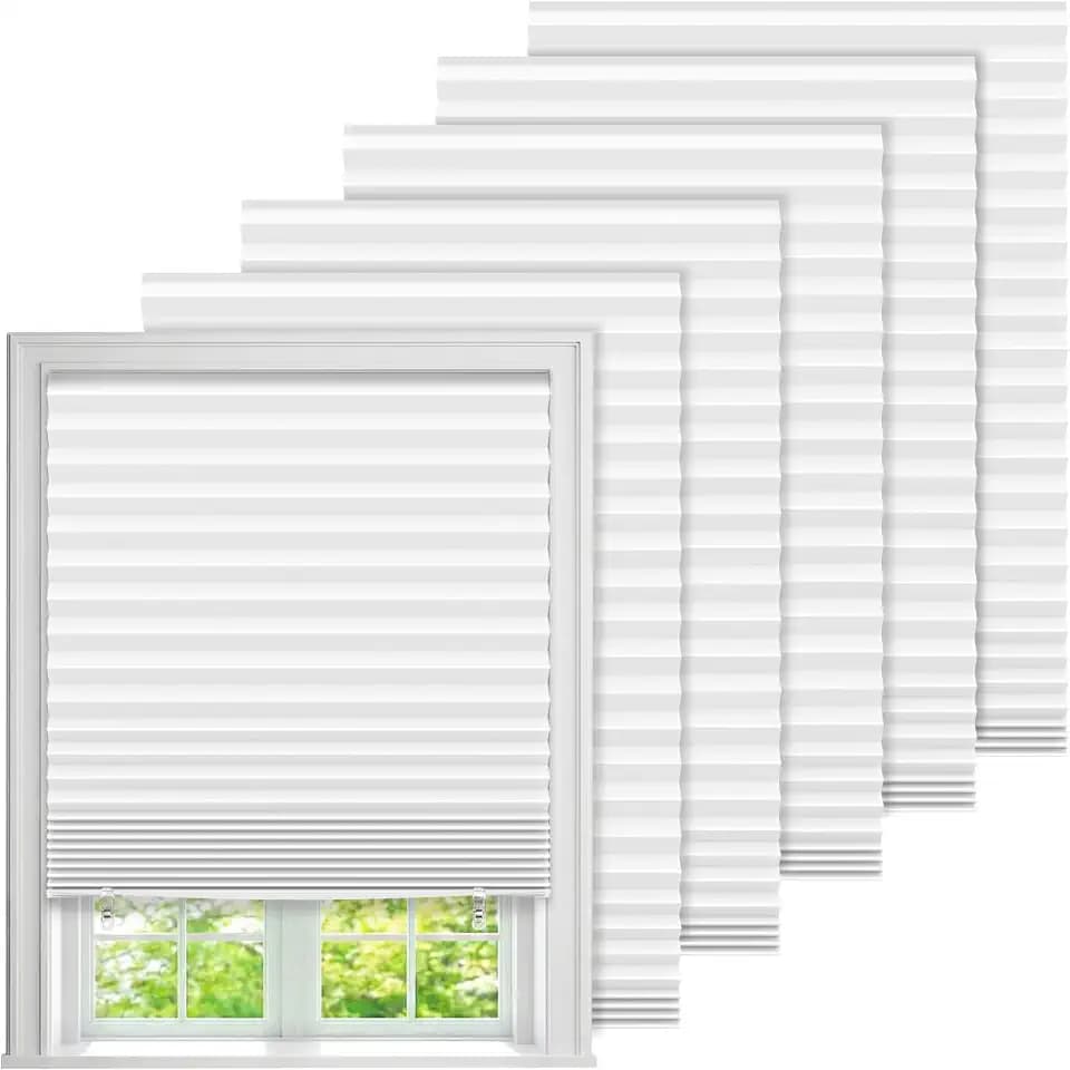 6 Pack Temporary Blinds, 24" Wide Pleated Shades for Small Windows