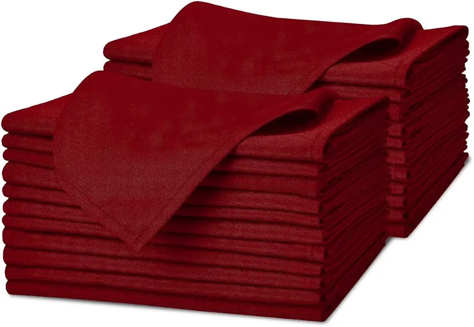 Avalon Kitchen Red Cloth Napkins Bulk (Pack of 24) - 100% Polyester Dinner Linen Napkins Cloth Washable & Reusable - Durable with Hemmed Edges - Ideal for Parties and Weddings (17x17 Inches)