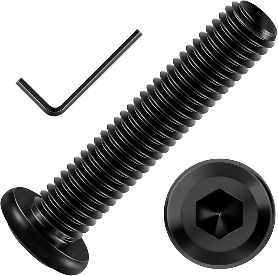 Mywish M8 x 40mm 20Pcs Flat Head Hex Socket Cap Screws Bolts, 304 Stainless Steel Furniture Bolts Full Thread, Black Oxide & Hex Spanner