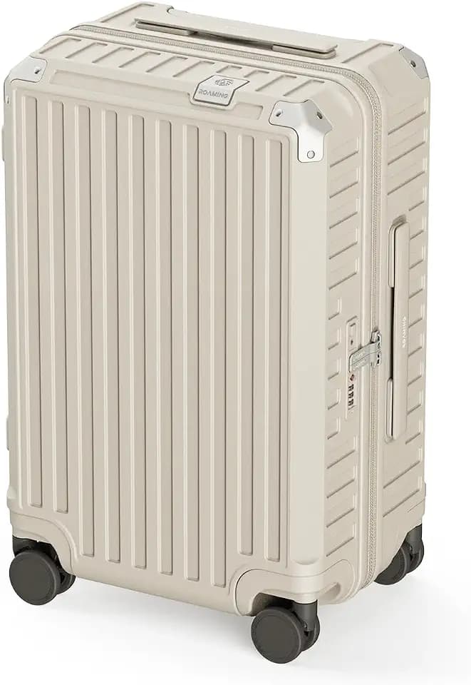 ROAMING 20 inch Carry on Luggage Lightweight Hardside Suitcase with Spinner Wheel, TSA Lock YKK Zippers Metal Anti-Collision Corner Protection Durable Rolling Travel Suitcase for Business Brown