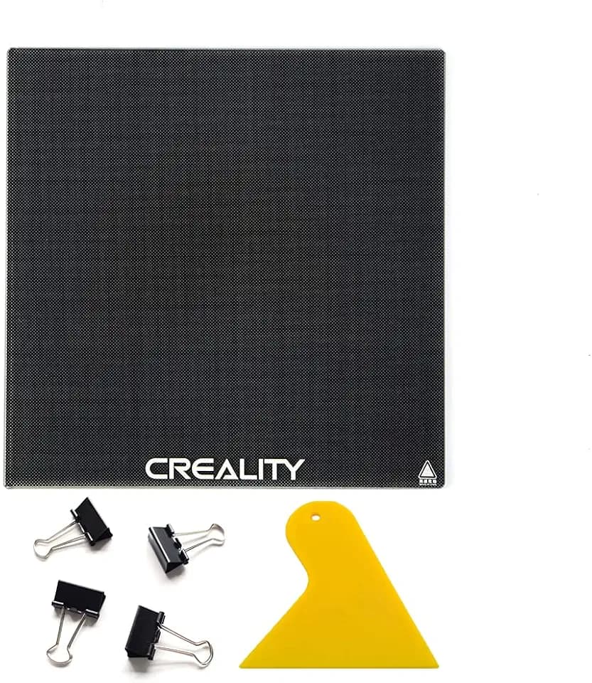 Official Creality 3D Printer Platform Tempered Glass Bed with 4 Binder Clips, Removal Tool, 235x235x4mm, Ender 3, Ender 3Pro/Ender 3 V2/Ender 5 Upgraded Build Plate Printing Surface for Heated Bed