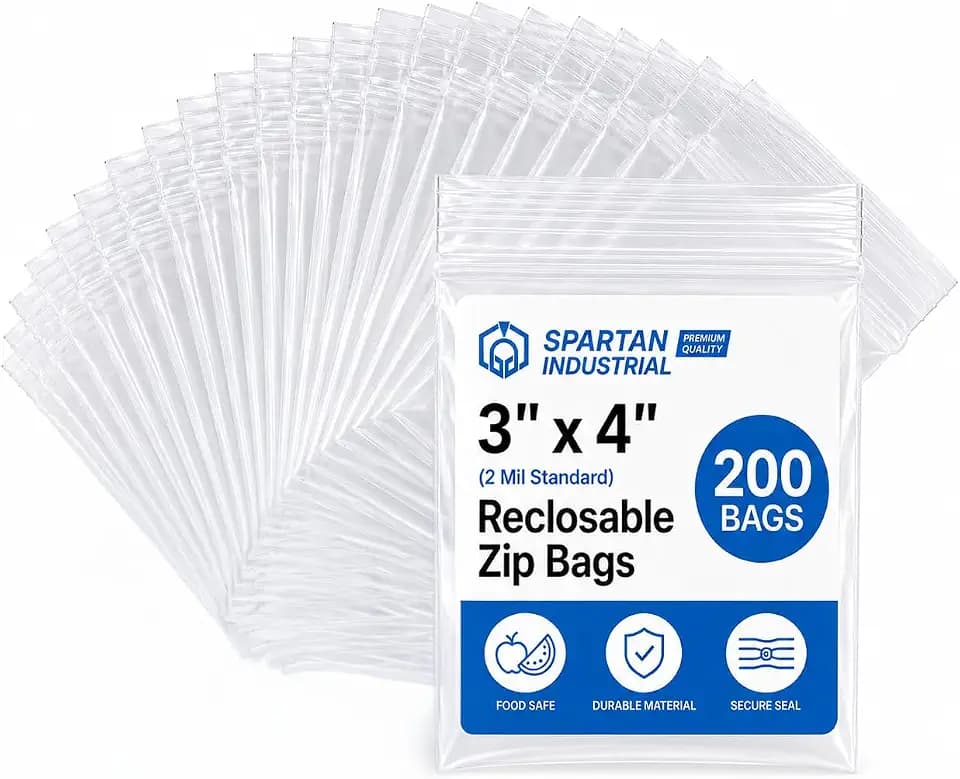 3x4 Resealable Bags for Diamond Art (200 Count) - 2 Mil Clear Zip Bags