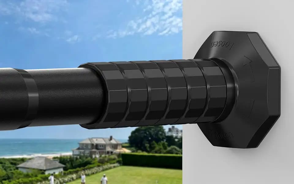 Tension Shower Curtain Rod 51-168" Heavy Duty No-Drill Rustproof Black