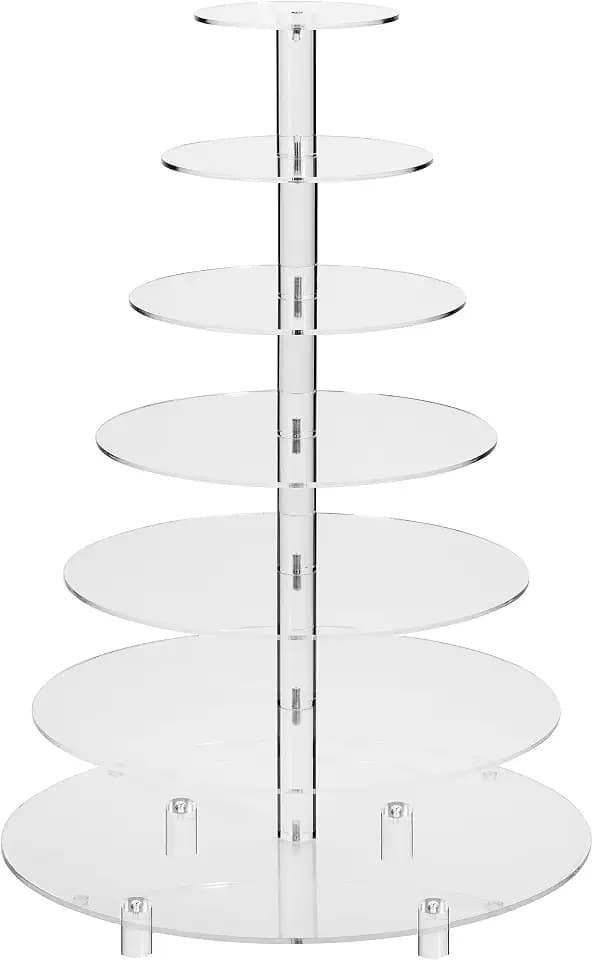 Jusalpha 7 Tier Round Acrylic Cupcake Stand-Cake Stand With Base