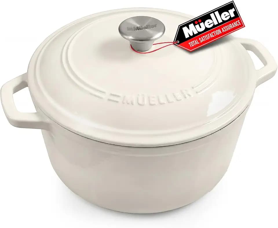 Mueller DuraCast 6QT Enameled Cast Iron Dutch Oven with Lid, Heavy-Duty