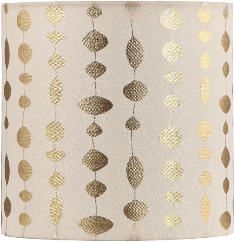 Aspen Creative 31314 Transitional Hardback Drum (Cylinder) Shape Spider Construction Lamp Shade in Beige with Gold print, 10" wide (10" x 10" x 10")