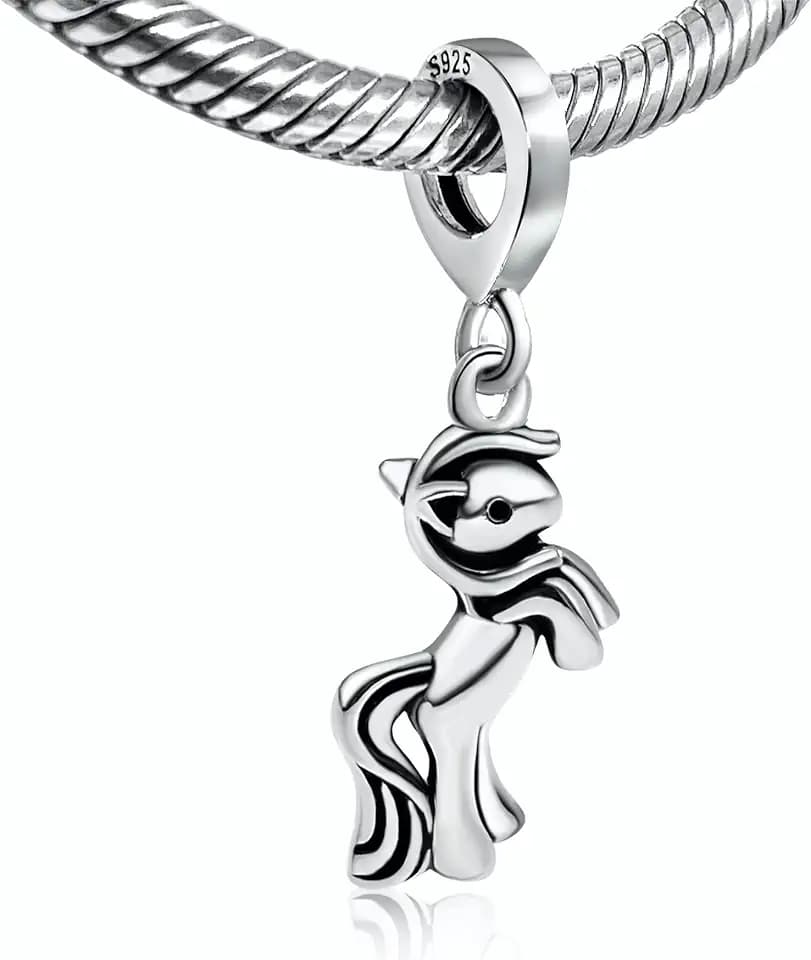 Cute Pony Horse 925 Sterling Silver Pendant Charm Bead For Charm Bracelets or Necklaces