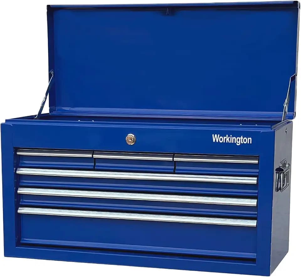 Workington Portable Metal Tool Chest with 6 Drawers, 24" 6-Drawer Tool Chest Cabinet with Ball Bearing Drawer Slides, Steel Tool Storage Box Organizer 4005 Blue