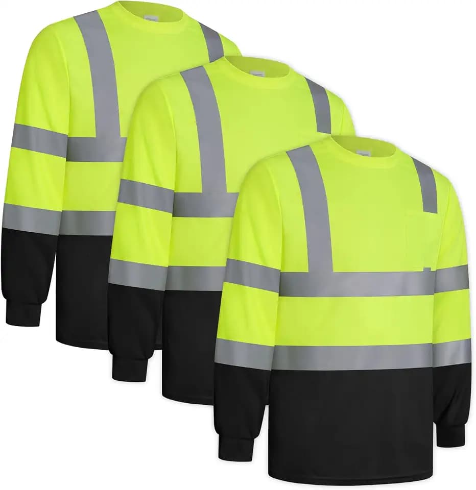 High Visibility Shirts for Men, Hi Vis Shirts, Yellow B, L, 3PCS