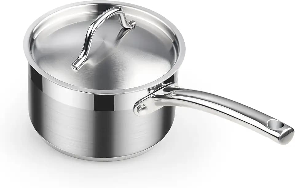 Cooks Standard Professional 2 Quart Stainless Steel Saucepan with Lid, Small Kitchen Sauce Pot, Multi-Purpose Sauce Pan, Milk Chocolate Cooking Pan, Dishwasher & Oven Safe, Induction Compatible