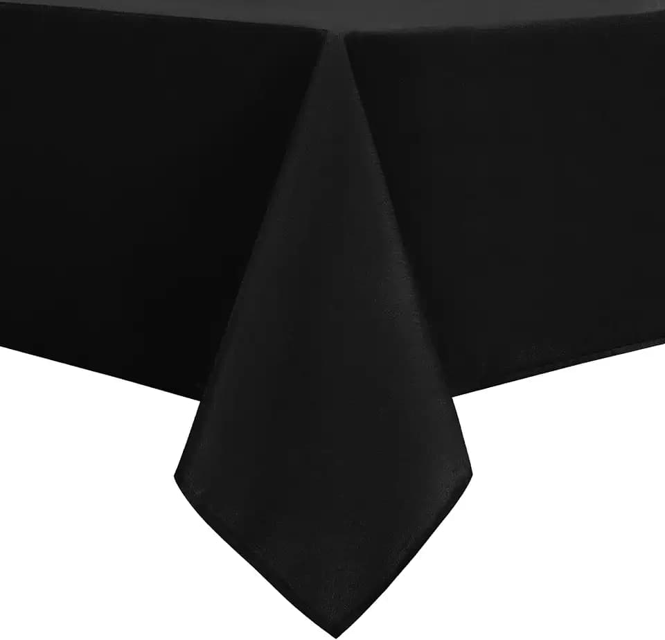 DWCN Rectangle Tablecloth - 54 x 80 Inch - Waterproof Stain and Wrinkle Resistant Washable Table Cloth, Decorative Fabric Table Cover for Kitchen Dining Room Party and Outdoor Use, Black