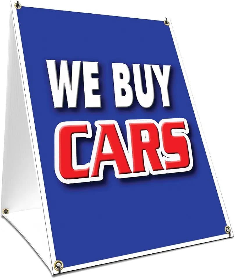 A-Frame Sidewalk We Buy Cars Sign with Graphics On Each Side | 18" X 24" Print Size