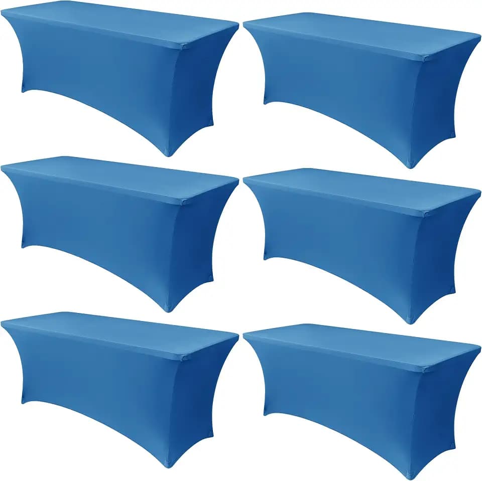 Obstal 6 Pack Stretch Spandex Table Covers for 6 Foot Tables, Aqua