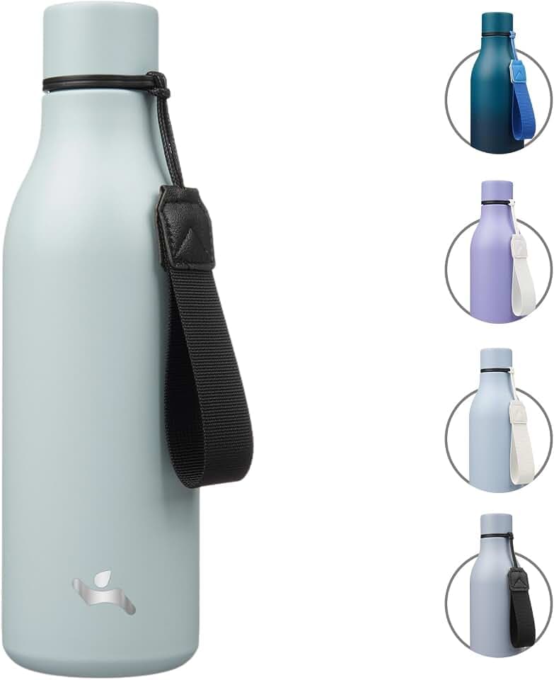 Konokyo 18 oz Insulated Stainless Steel Metal Water Bottle with Strap