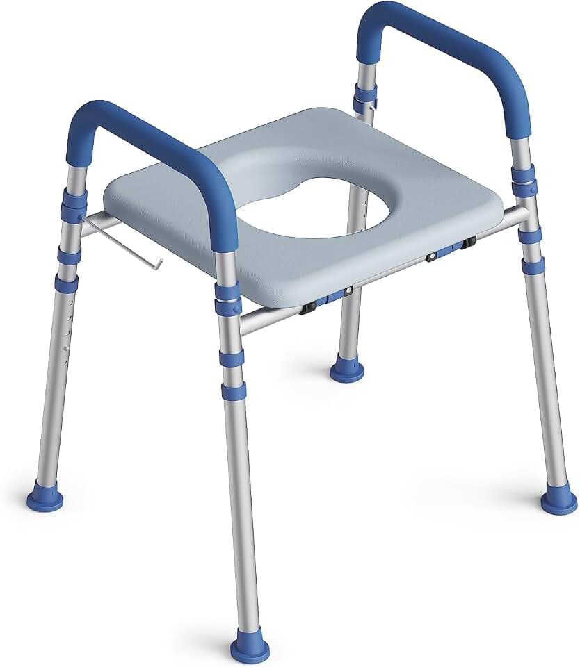Loyoda Toilet Seat Riser with PU Foam Padded Seat for Elderly, 350 lb Cap