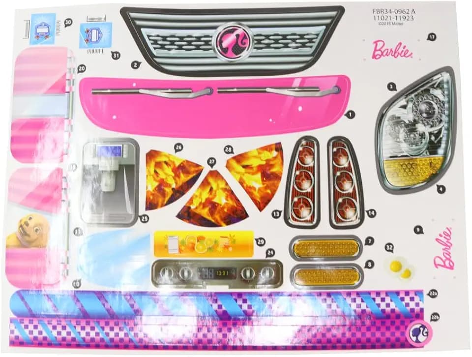 Barbie Replacement Parts Camper Playset - FBR34 ~ Replacement Labels / Stickers ~ Set B