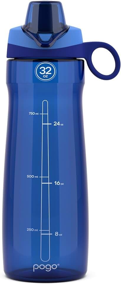 Pogo BPA-Free Tritan Plastic Water Bottle with Chug Lid, 32 Oz, Blue