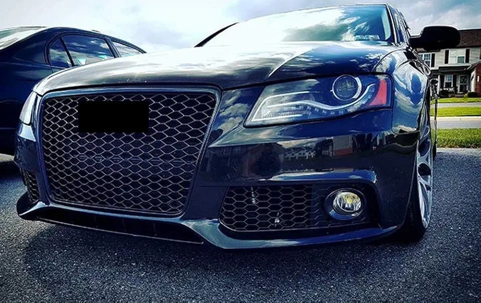 Kompatibel mit A4 B8 8K Kühlergrill Wabengrill PDC Front Grill Schwarz Glanz 07-12