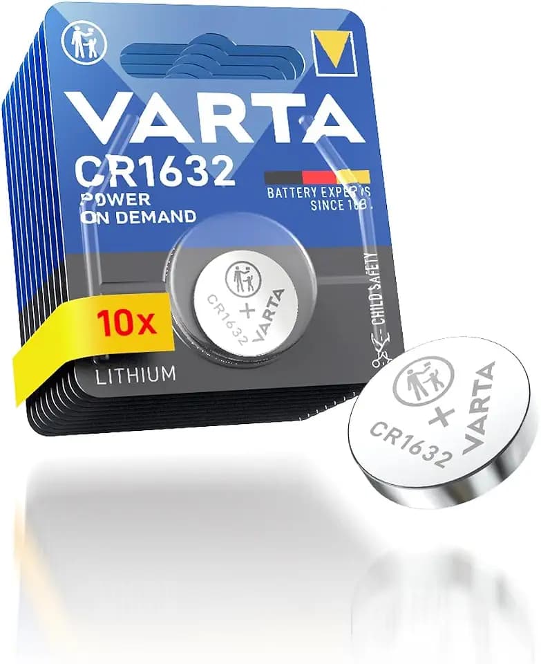 VARTA Batterien Knopfzellen CR1632, 10 Stück, Power on Demand, Lithium, 3V, sicherheitsversiegelte Verpackung, für Smart Home Geräte, Autoschlüssel und weitere Anwendungen