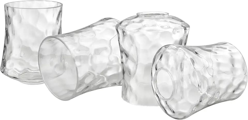 Aspen Creative 23530-63-4, Clear Hammered Glass Shade for Lighting Fixture/Vanity Light/Wall Light/Pendant, Size: 4-1/2" D x 5-3/8" H, 4 Pack