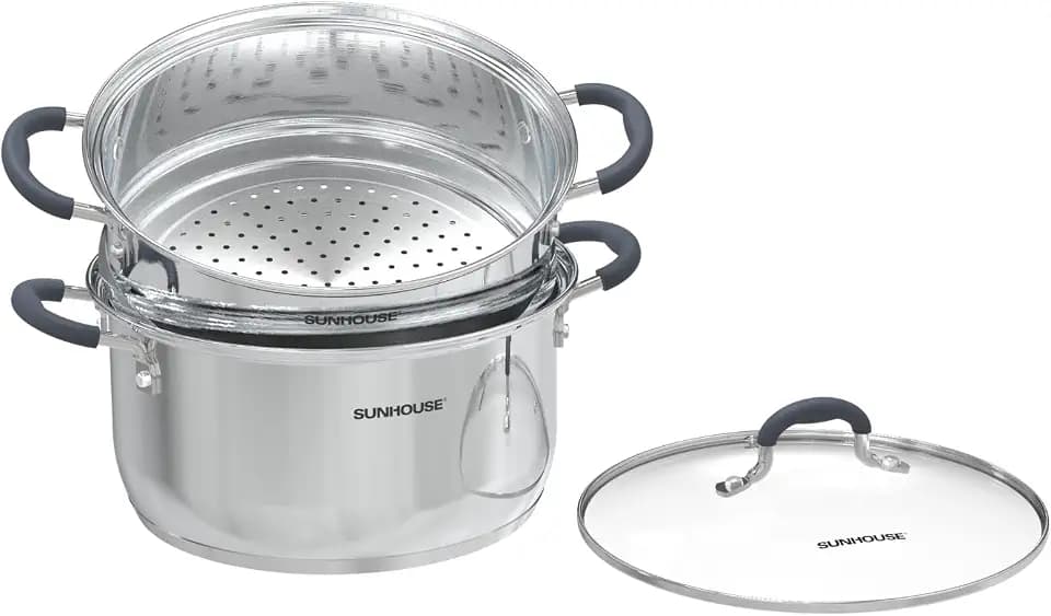 SUNHOUSE 3.1 Quart Stainless Steel Steamer Pot for Cooking Vegetables