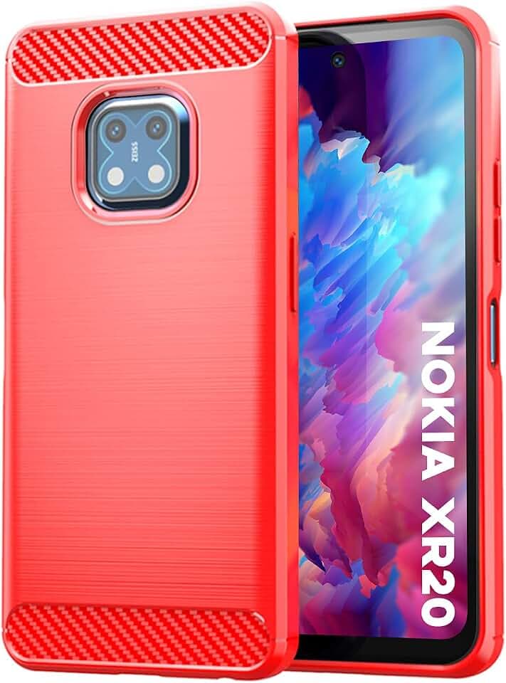SCL Nokia XR20 Hülle für Nokia XR20, Slim Carbon, Slim Design mit Anti-Kratz- und Stoßdämpfungstechnologie für Nokia XR20, Rot