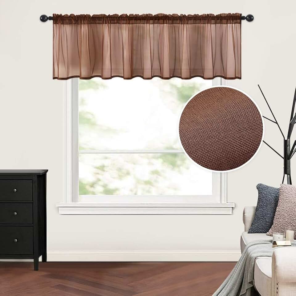 MIULEE Chocolate Brown Window Valance 1 Panel 60W x 18L