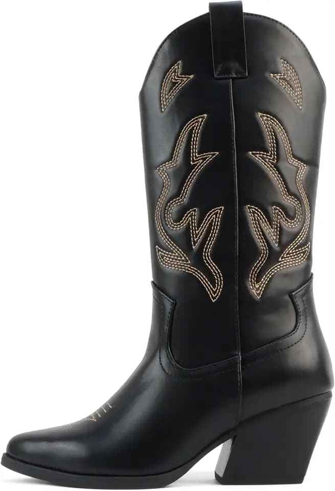 Soda Orville ~ Women Western Cowboy Stitched Pointe Toe Heel Ankle Mid Shaft Fashion Boots
