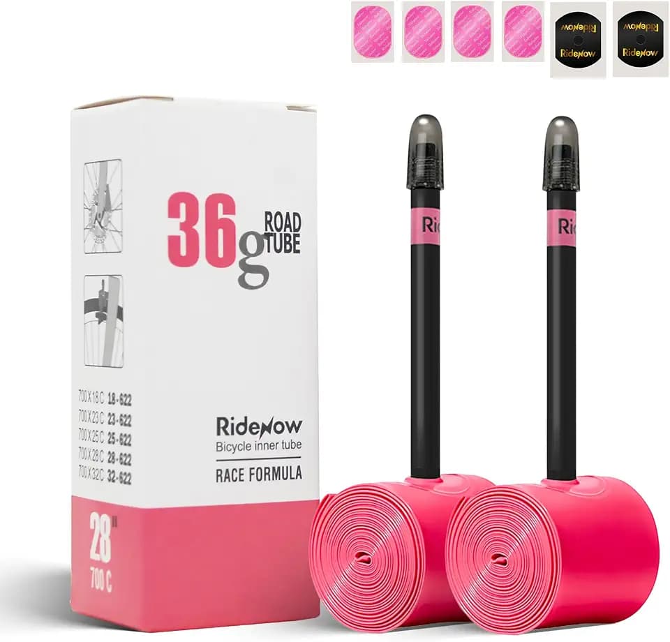 RideNow 2 Pack Road Bike Inner Tubes, 700 x 18C-32C, Metal/TPU Presta Valve