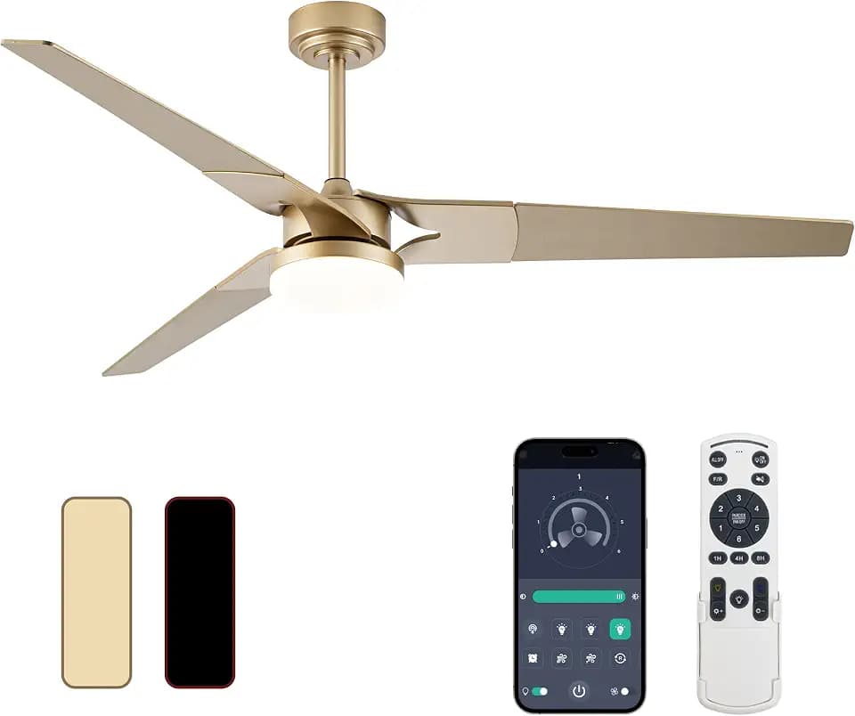 Ceiling Fan with Lights and Remote, Gold 60 In