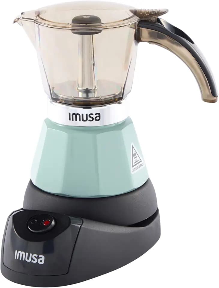IMUSA 3 or 2 Cup Electric Espresso Maker with Cool-touch Handle, Mint