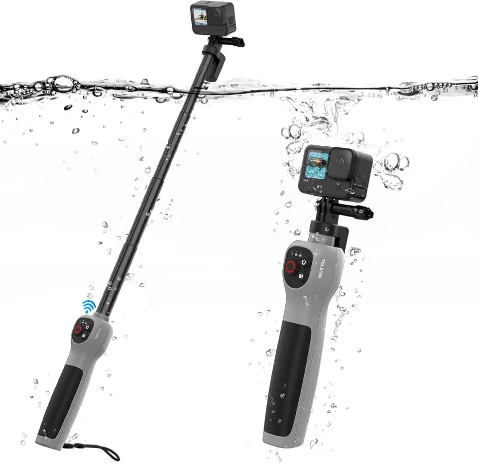 33 Zoll Unterwasser Selfie Stick mit Bluetooth Fernbedienung, Wasserdichter Einziehbarer Selfie Stick für Gopro Hero 13 12 11 10 9 8, Geeignet für Surfen, Schnorcheln und Tauchen(Innerhalb von 98 Fuß)