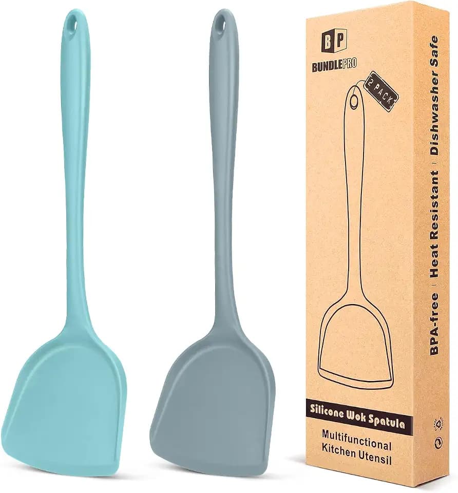 BUNDLEPRO Silicone Seamless Wok Spatula, 2 Pack