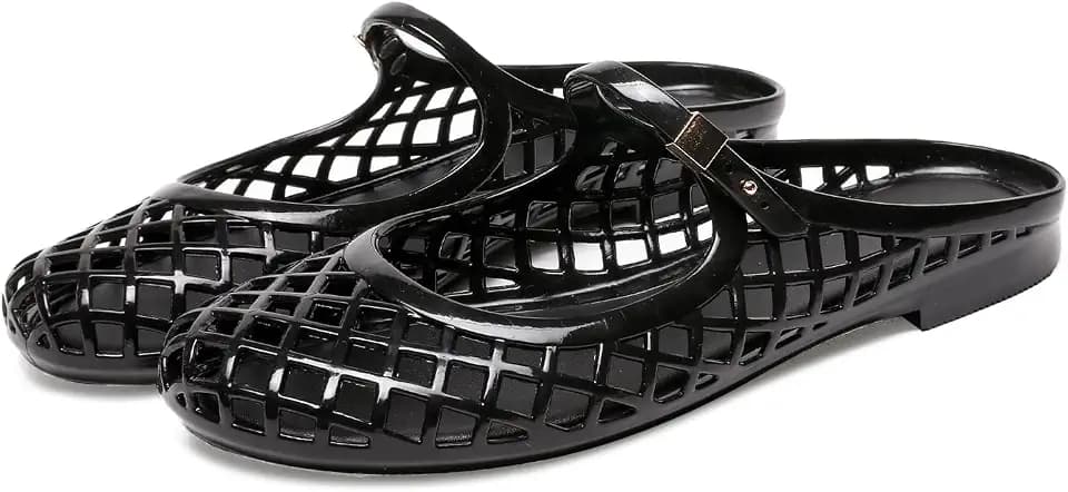Clear Jelly Slide Sandals for Women Slip On Closed Round Toe Flats