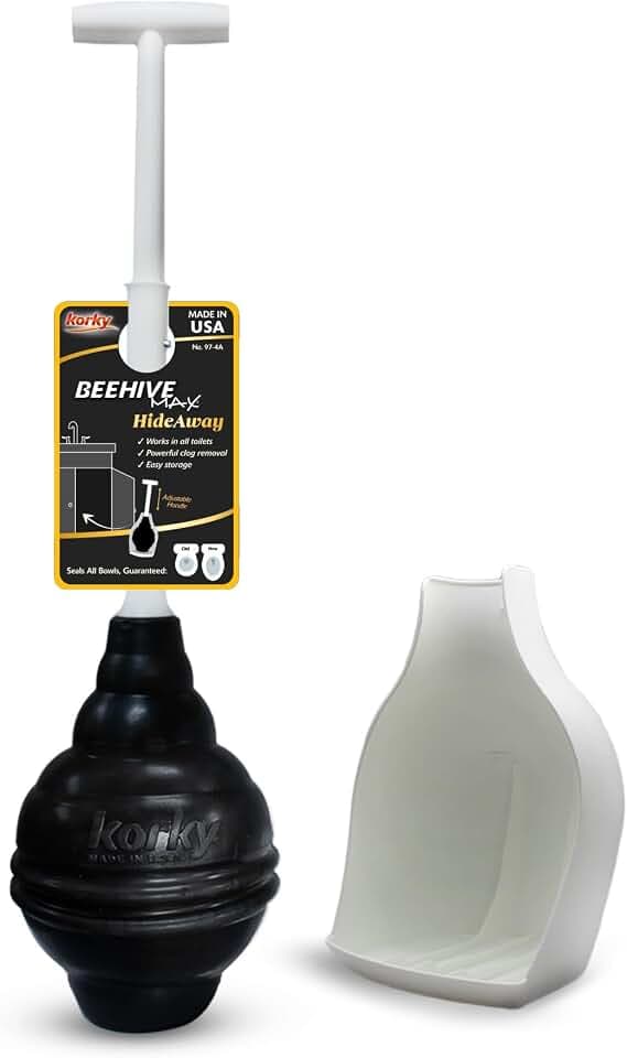 Korky BeehiveMAX Hideaway Toilet Plunger & Holder in White - 97-5A