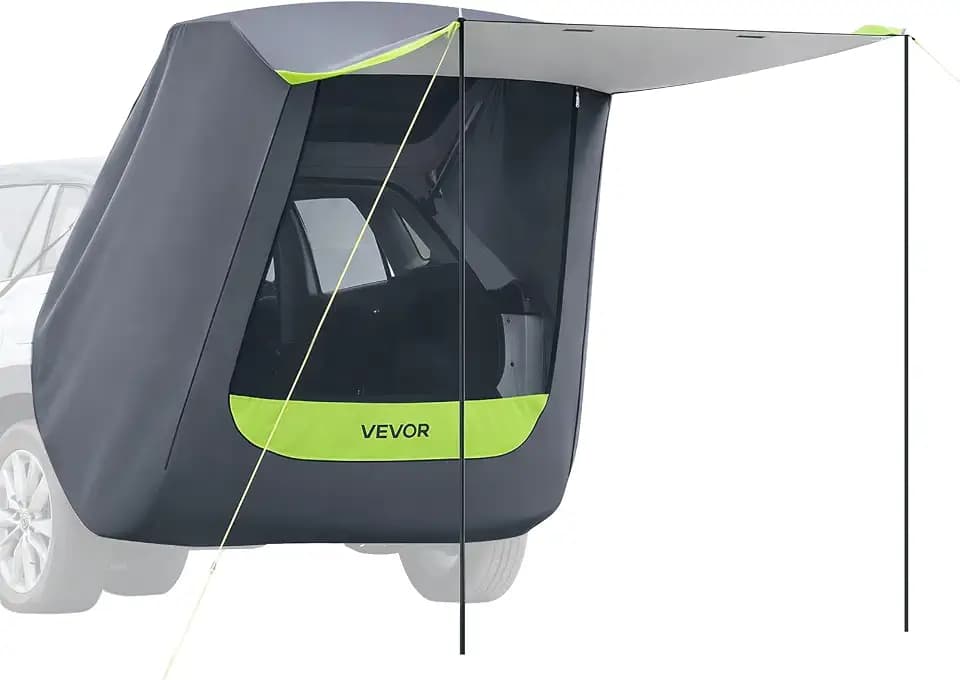 VEVOR Heckklappenzelt Autozelt (1,5 x 1,5 m Hauptzelt), Wasserdichtes (PU2000 mm) Campingzelt mit Sonnensegel & Tragetasche, SUV-Heckzelt für Camping Wandern Outdoor-Aktivitäten Tragbar