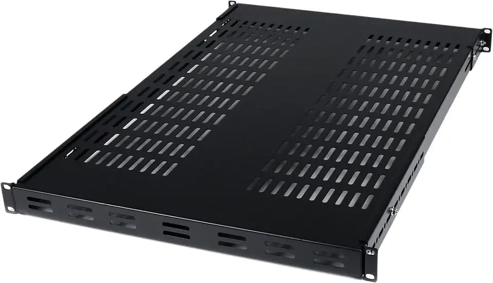 StarTech.com 1 HE Verstellbares perforiertes Server Rack Mount Ablagefach - 80kg - 49 bis 97 cm Einstellbare Einbautiefe Universal Ablagefach für 19" AV/ Netzwerk Schrank - 70 cm tief (ADJSHELF)
