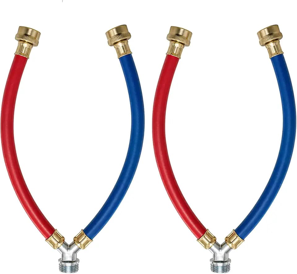 TTFLEX 1FT Washing Machine Y Hose, Hot Cold Hose Mixer 3/4" FHT/MHT, 2 PCS