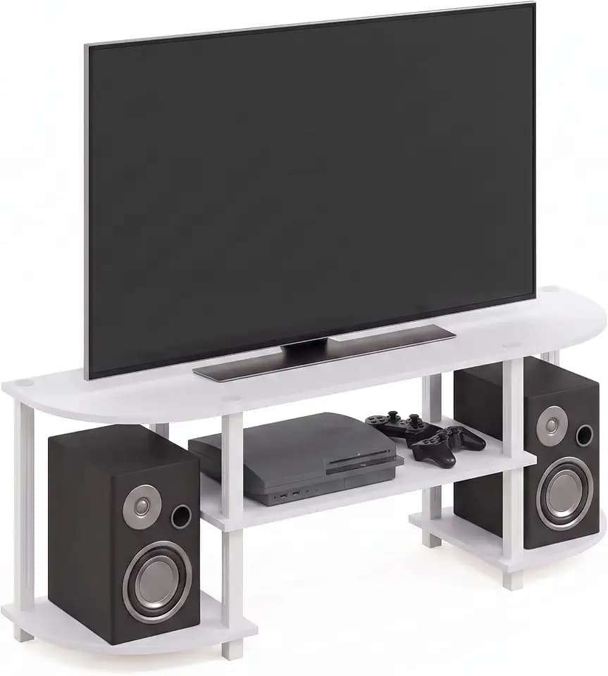 Furinno Turn-S-Tube Wide TV Entertainment Center, White